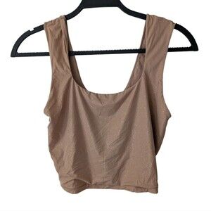Aerie Smoothez Tan Sparkle Fitted Crop Tank Top Size Large